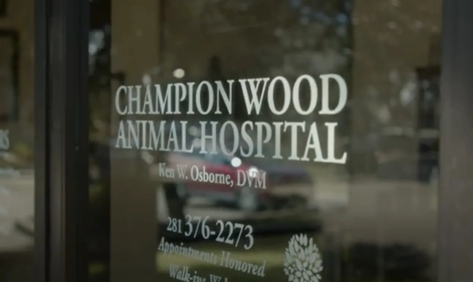 Champion Wood Animal Hospital Front Door Sign
